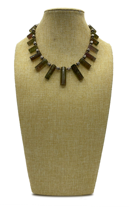 Olive You Watermelon Tourmaline Collar Necklace