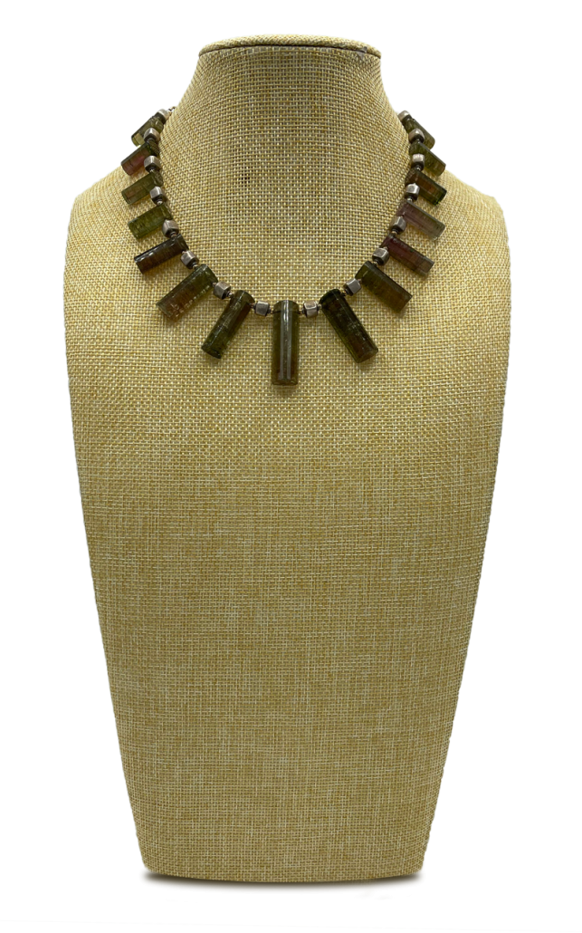N1-20208-main Olive You Watermelon Tourmaline Collar Necklace