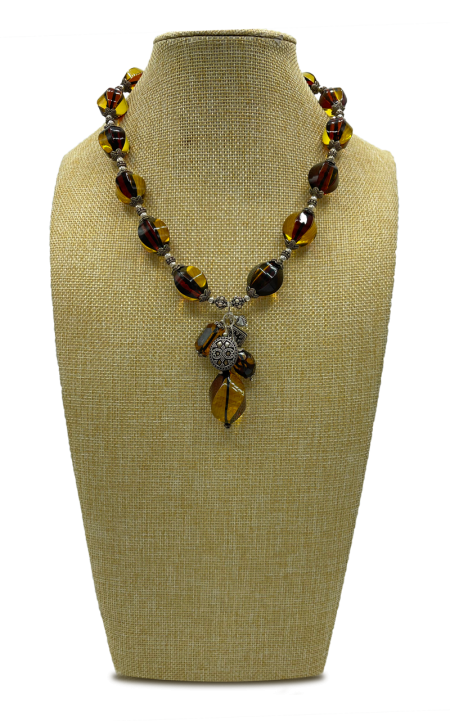 Wheat Lux Faceted Amber Y-Necklace