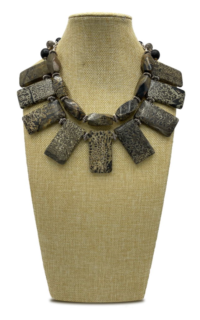 N1-6711-main Wildlife 2-Strand Leopard Jasper Collar Necklace