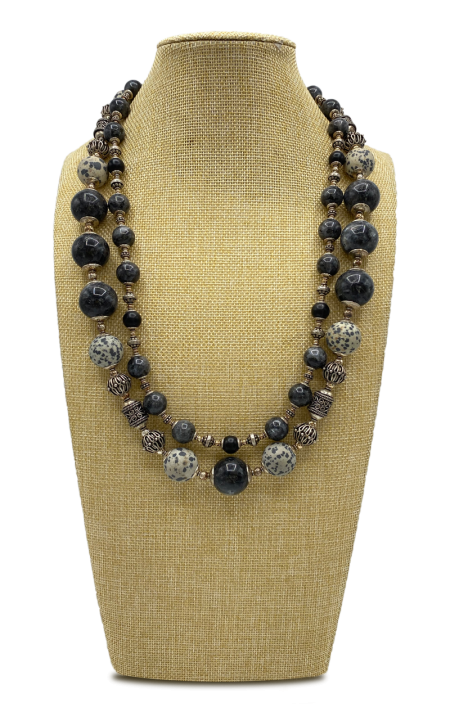 Midnight Trail' Labradorite and Dalmation Jasper Necklace